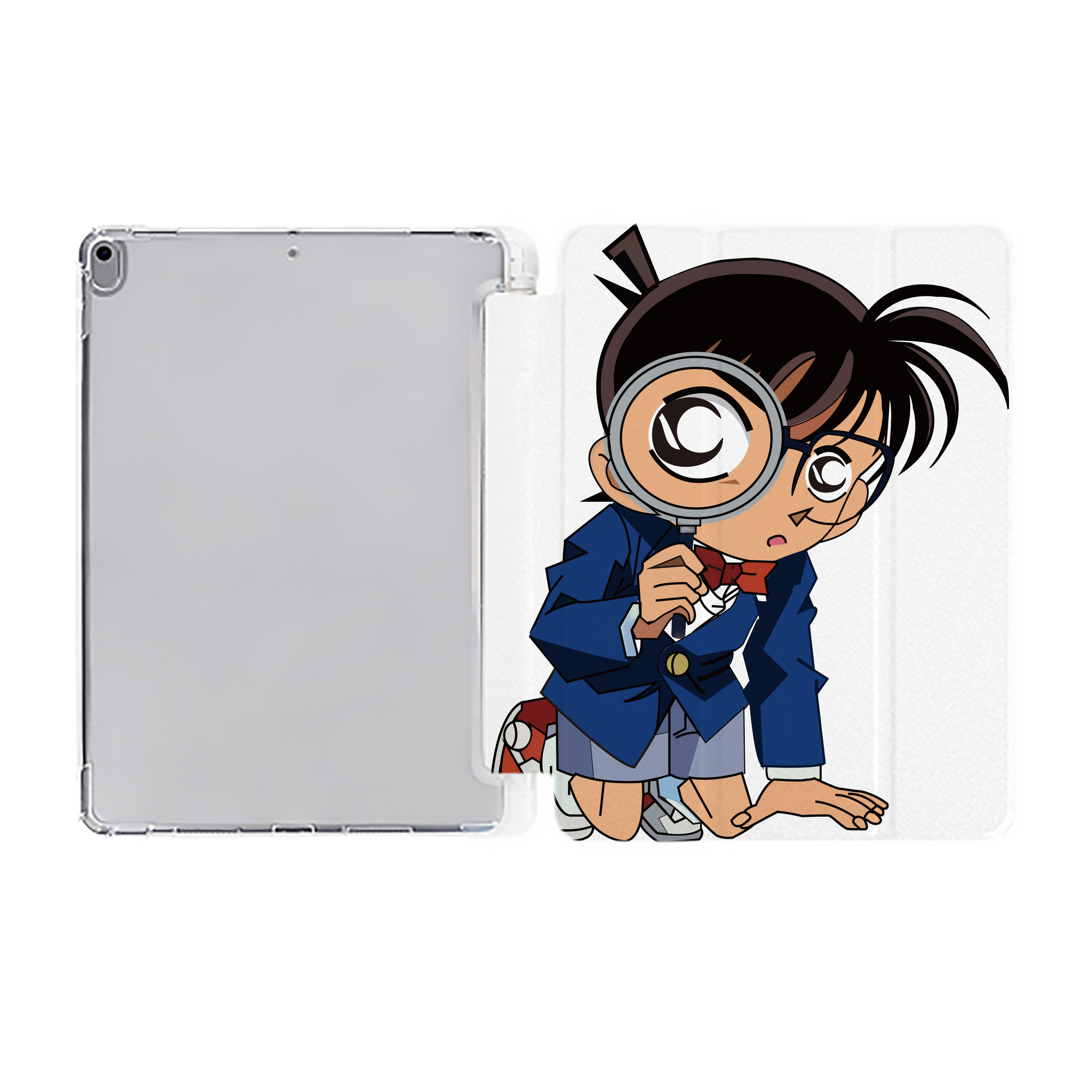 （画像用） 名探偵コナン 江戸川 コナン Detective Conan Conan Edogawa IPad ケース ペン収納付き 三つ折りスタンド PUレザー×シリコン 対応機種9.5/10.5/10.9インチ